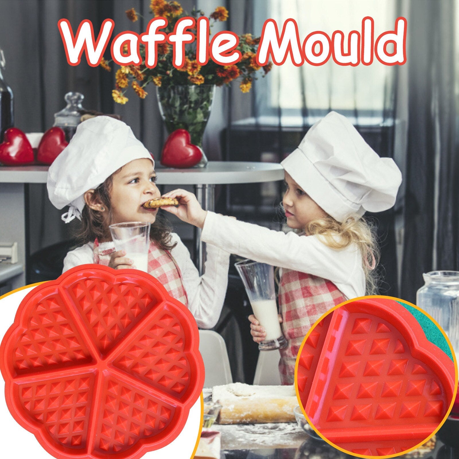 ZAAWAFFLE Premium Mold Maker With 5 Heart-shaped Simulation Molds